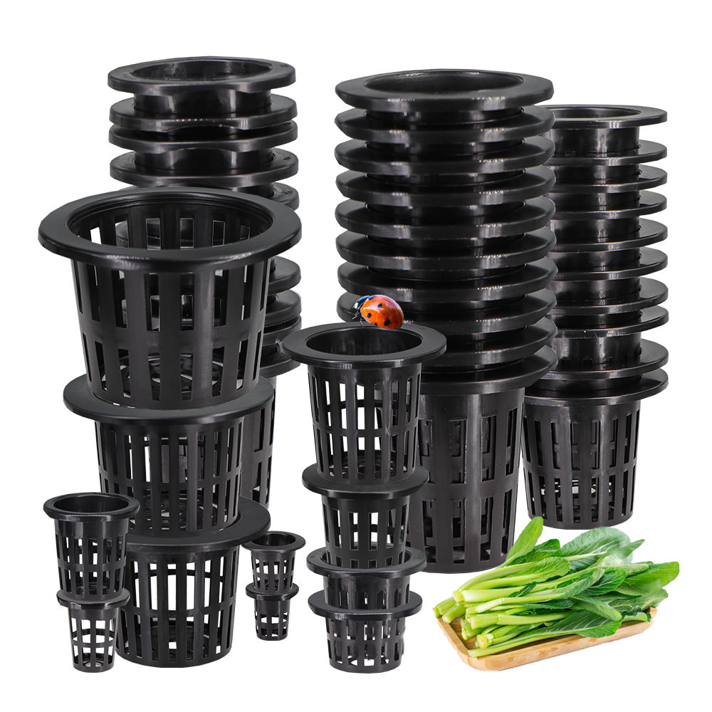 Net Pot 3 Inch - 10PCS Greenhouse Black Plastic Slotted Mesh